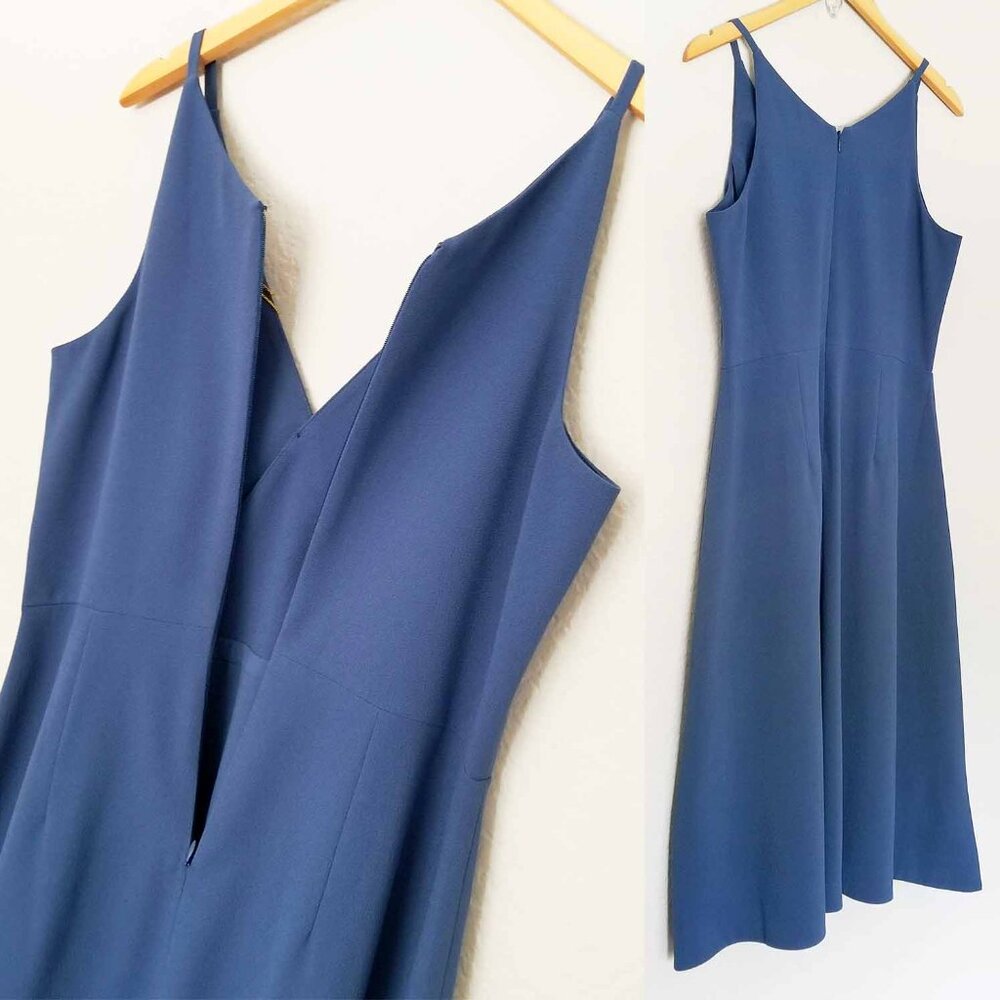 NEW Dress the Population Women's L Emily Midi Dress Graphite Blue Fit Flared NWT - Picture 7 of 11